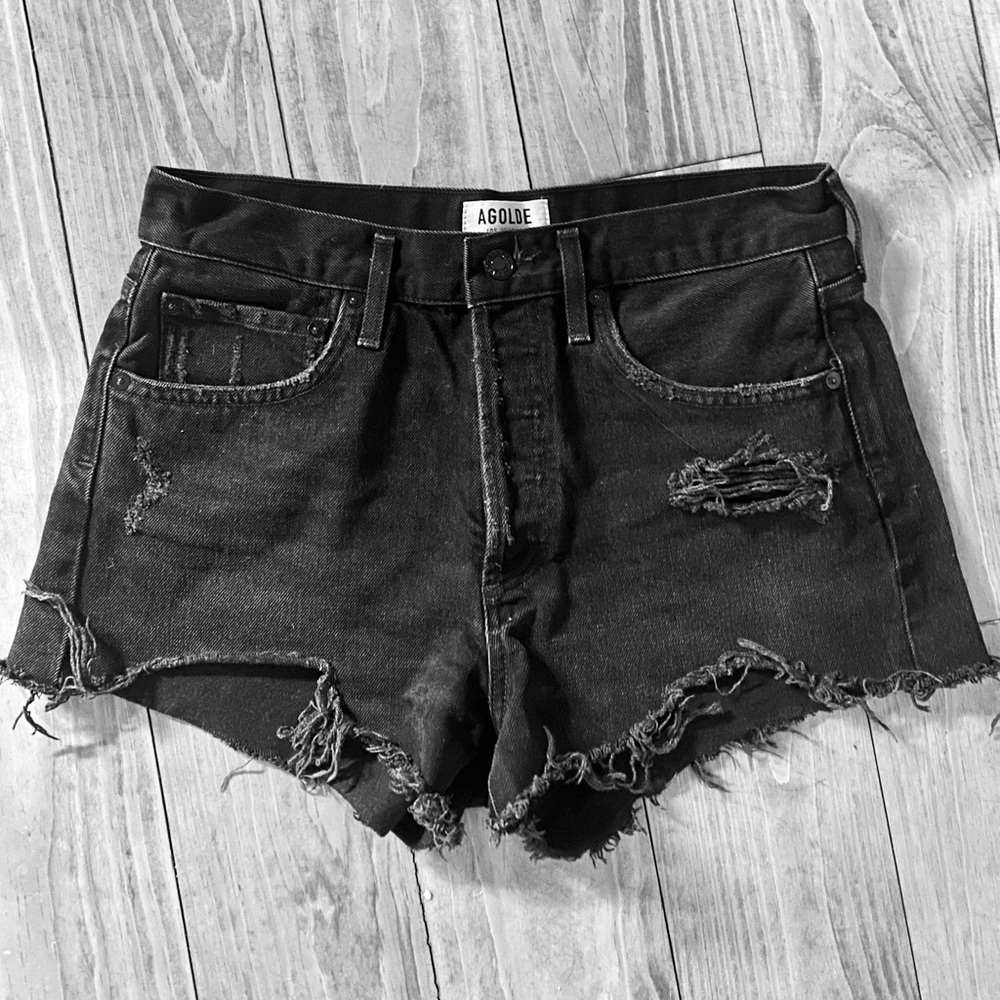 Agolde Parker Cut Off Shorts Sz 27 Black